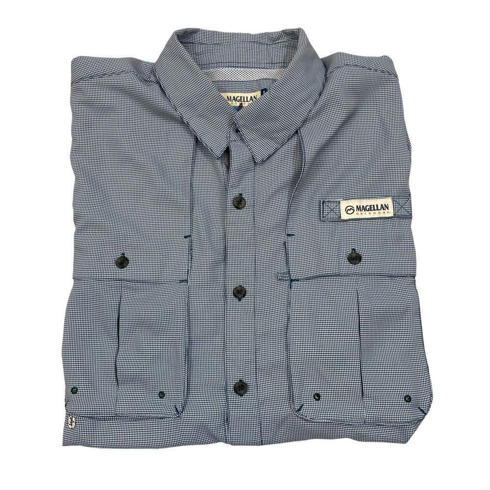New without Tags Magellan‎ Outdoors Angler Fit Green and White Gingham Shirt Med